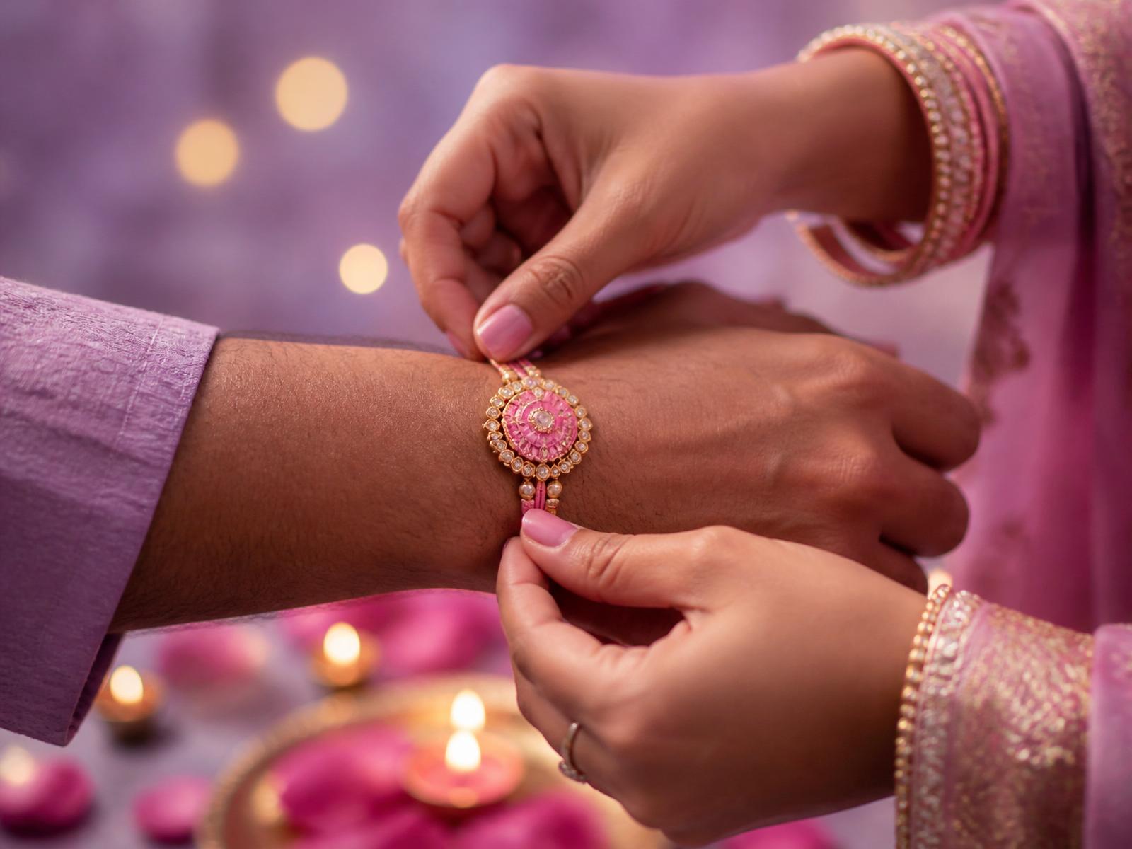 Handcrafted designer rakhis and personalized gift hampers from Sparkle Gifts